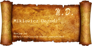 Miklovicz Dezső névjegykártya